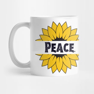 Peace Love Sunflower Typography in Nature Mug